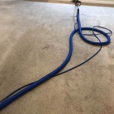 Carpet cleaning process with blue hoses