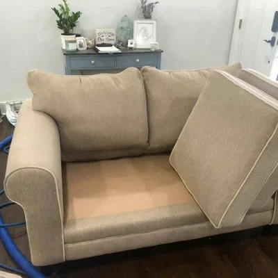 Beige loveseat deep cleaned