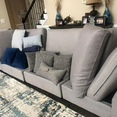Grey sectional sofa professionally cleaned